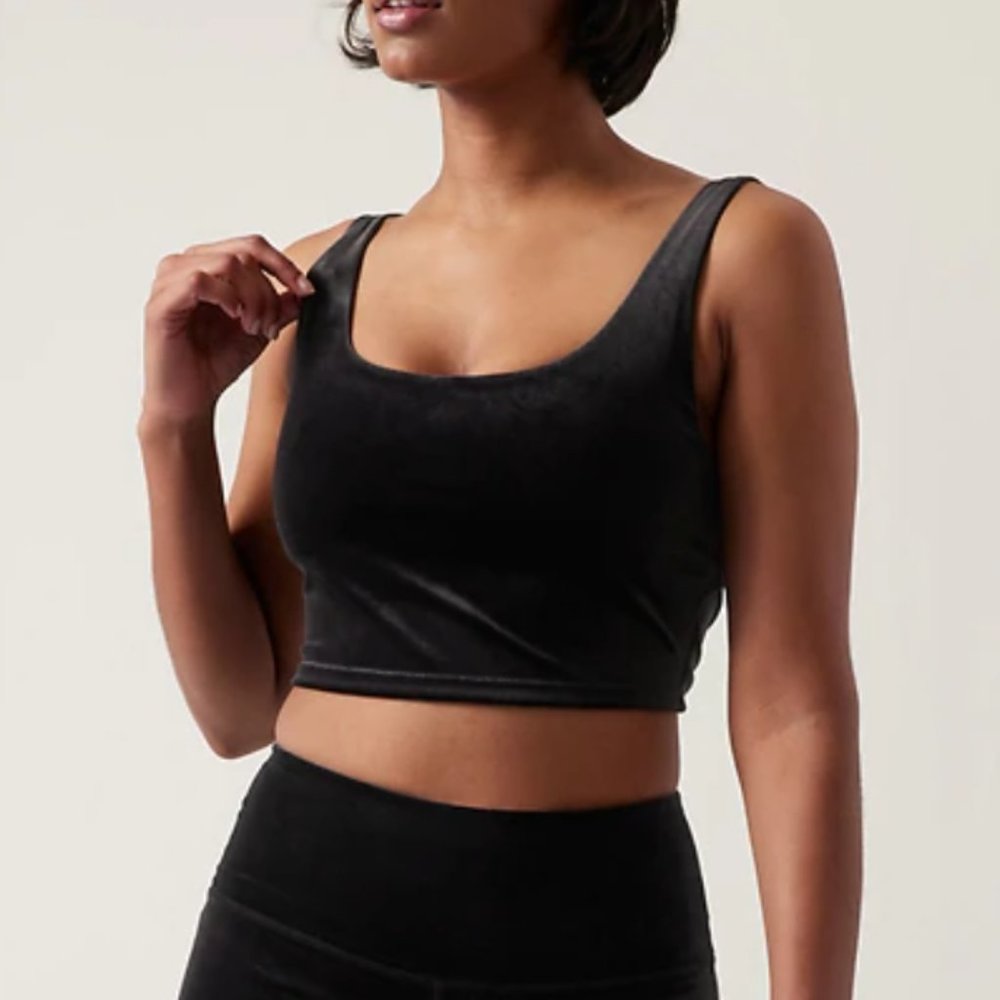 BRAND NEW | Athleta | Velvet Cut Out Crop D-DD | Black